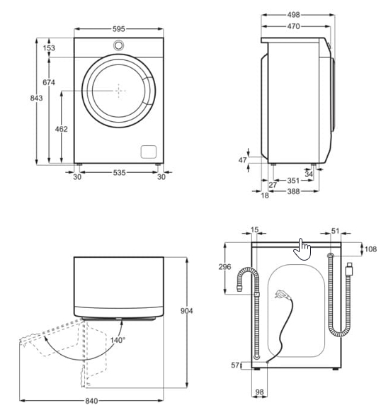 AEG L6SE47DU Габаритные размеры