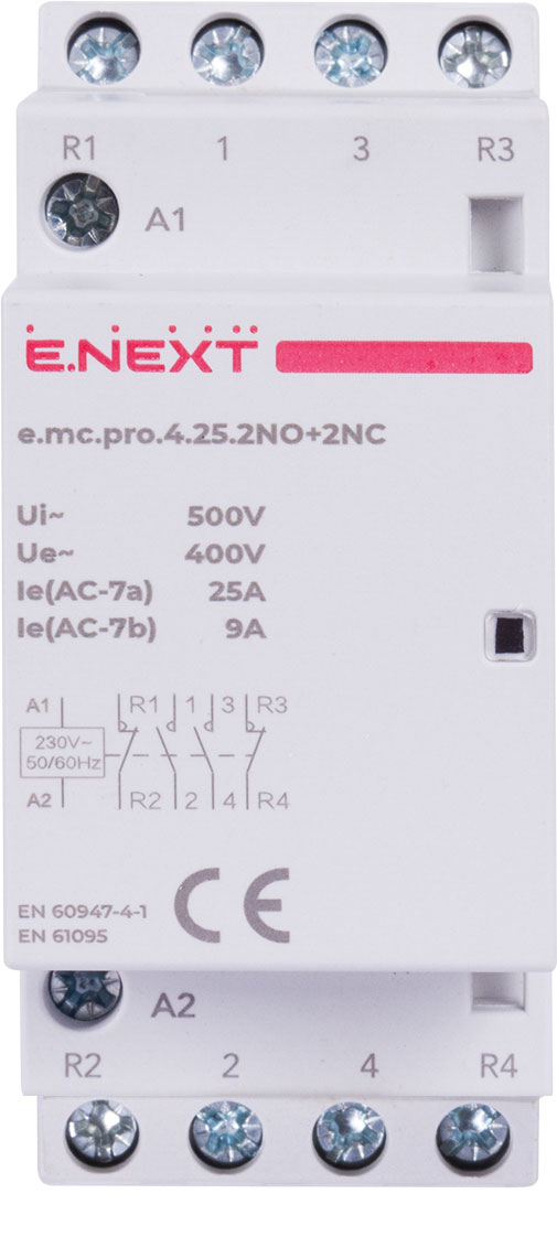 Контактор E.NEXT e.mc.pro.4.25.2NO+2NC, 4р, 25А, 2NO+2NC, 220V (p005222) цена 909 грн - фотография 2