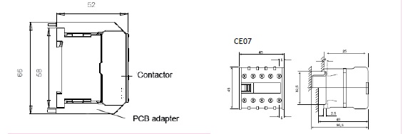 ETI CE07.10-230V-50/60Hz (4641023) Габаритные размеры