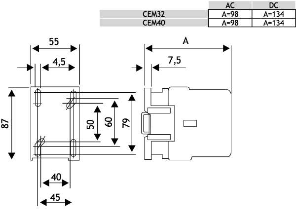 ETI CEM40.00-230V-50/60Hz (4647103) Габаритные размеры