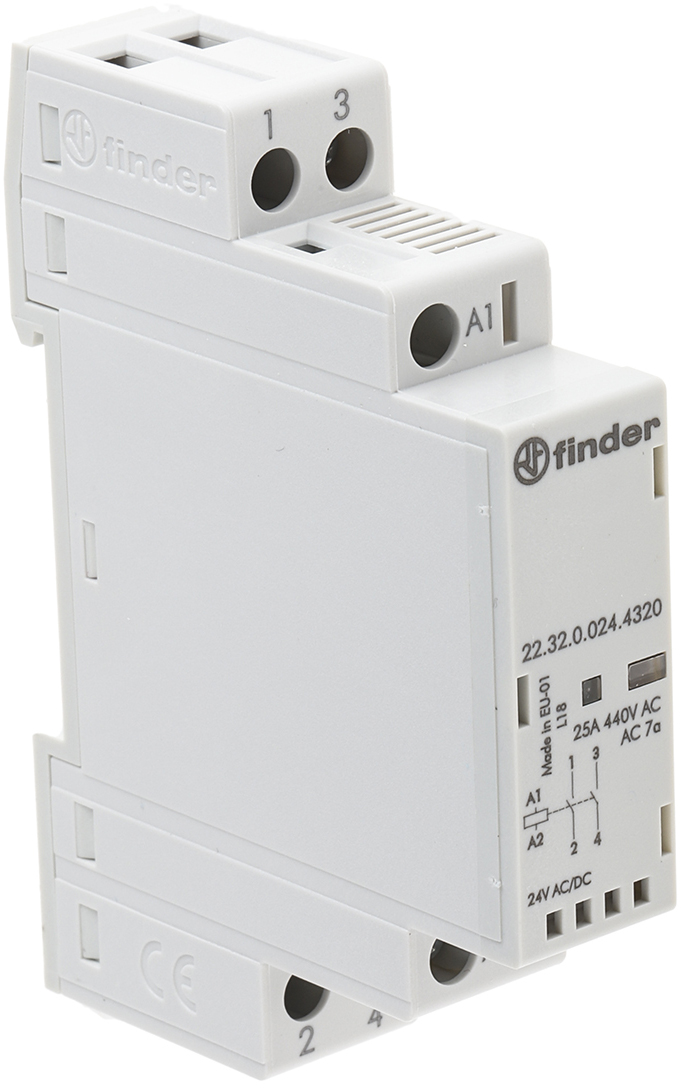 Контактор Finder 2NO 25A 24V AC/DC (223200244320) цена 1764 грн - фотография 2