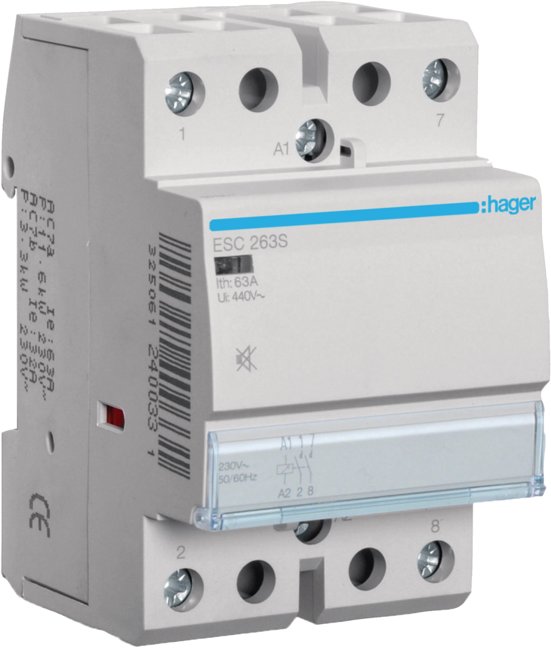 Контактор Hager 63A, 2NO, 230V (ESC263S)