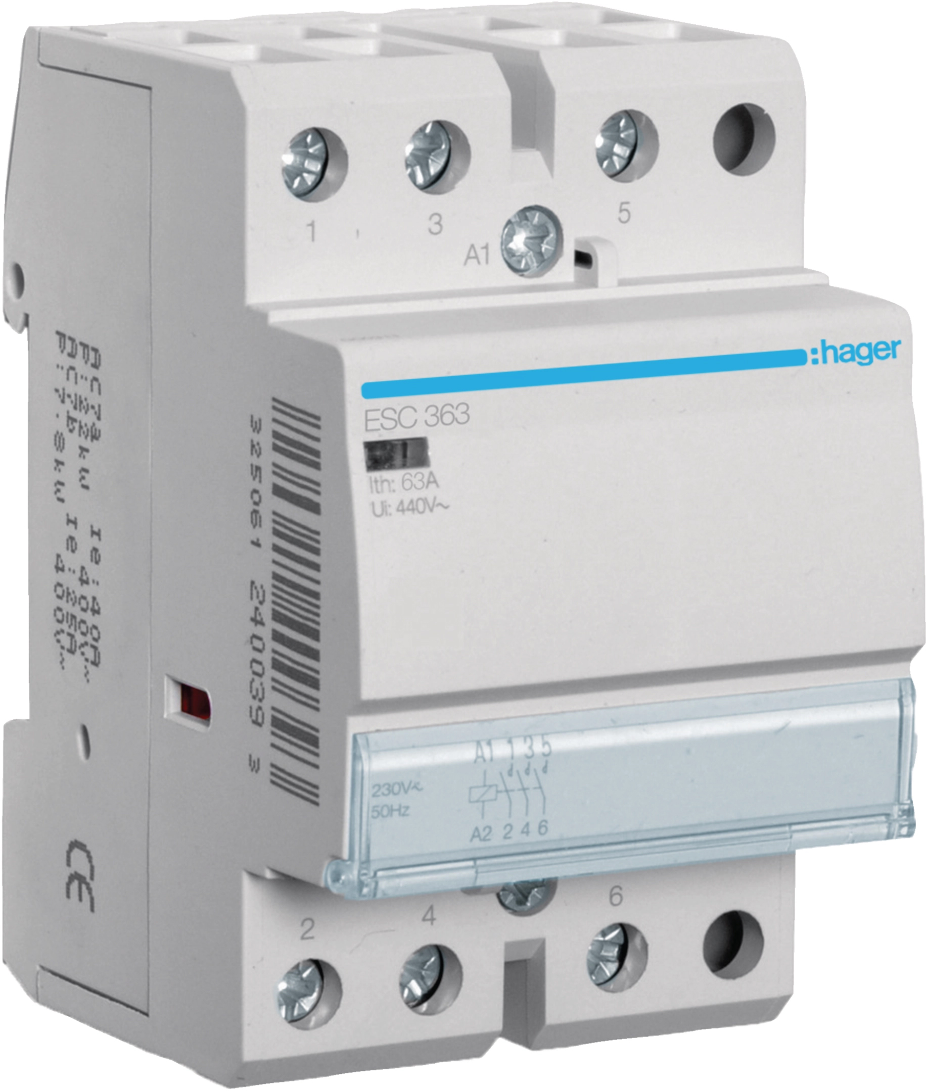 Контактор Hager 63A, 3NO, 230V (ESC363)