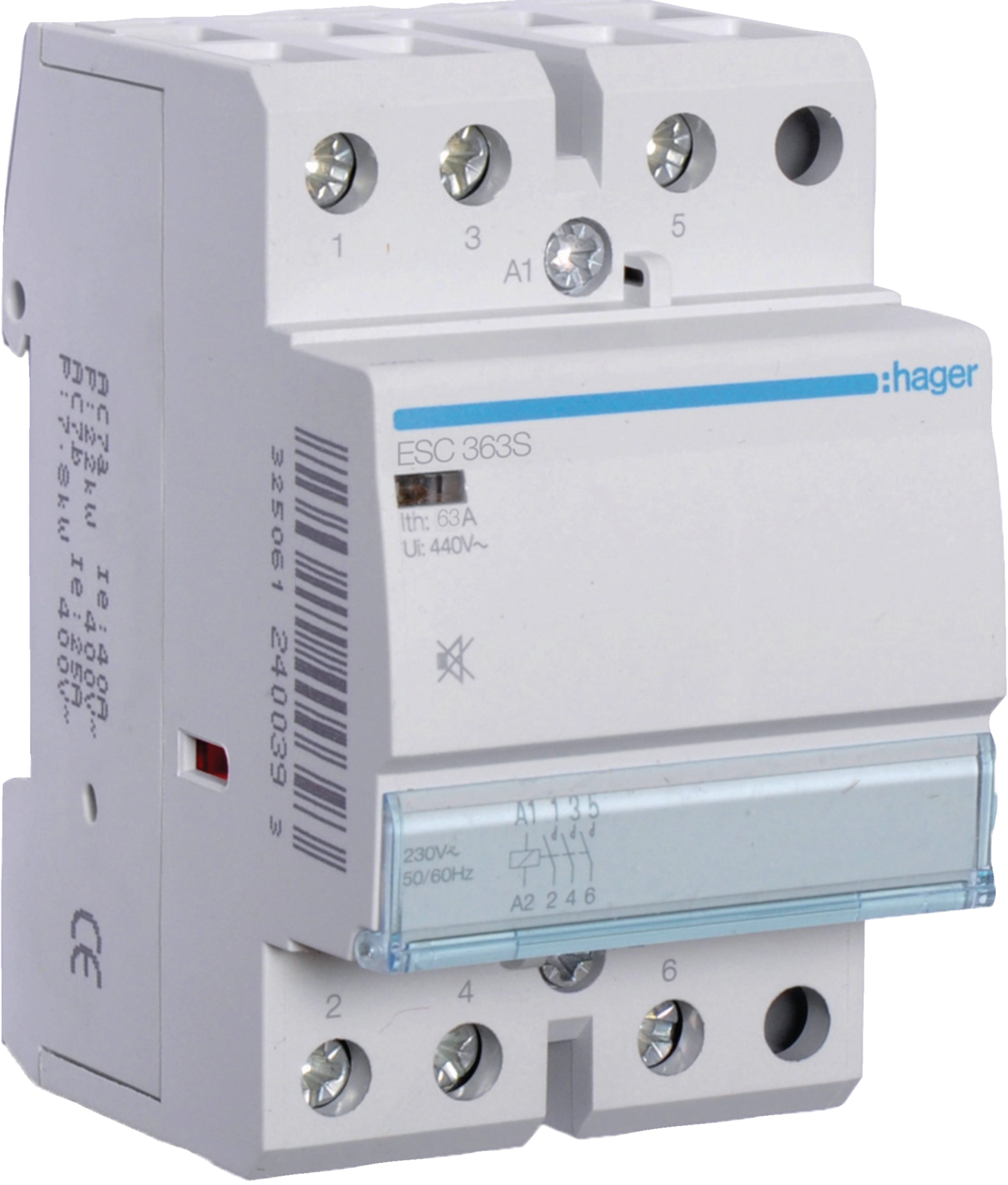 Контактор Hager 63A, 3NO, 230V (ESC363S)