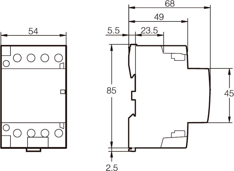 Tervix OCT, 4P, 2NO+2NC, 40A, 230V (661461) Габаритные размеры