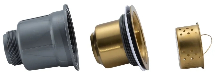 Кухонная мойка Gappo GS 6050-3 600x500 мм сифон+коландер, золото PVD обзор - фото 8