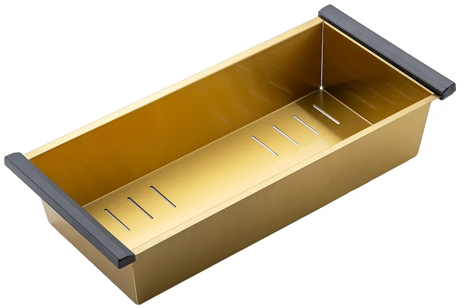 Кухонная мойка Gappo GS 6050-3 600x500 мм сифон+коландер, золото PVD характеристики - фотография 7