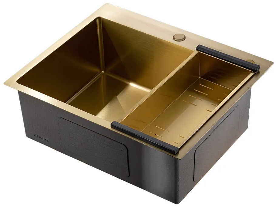 в продаже Кухонная мойка Gappo GS 6050-3 600x500 мм сифон+коландер, золото PVD - фото 3