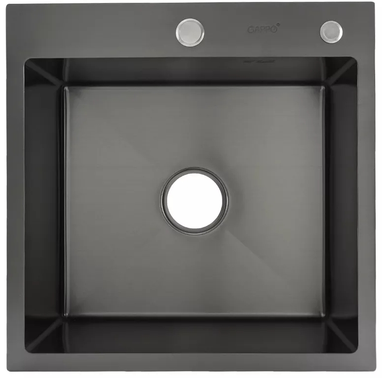 Кухонная мойка Gappo GS5050-6 500x500 мм сифон+коландер, нержавіюча сталь PVD цена 5538 грн - фотография 2