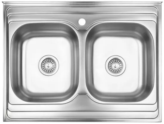 Кухонна мийка Wezer 7848(08) 790x480x180 мм, 2 чаши + сифон, Decor