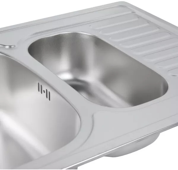 Кухонна мийка Wezer 7850(08) 780x500x180 мм, 2 чаши + сифон, Satin відгуки - зображення 5