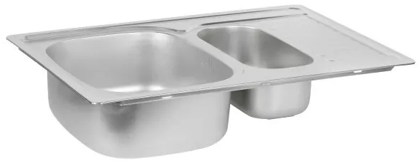 в продаже Кухонная мойка Wezer 7850(08) 780x500x180 мм, 2 чаши + сифон, Decor - фото 3