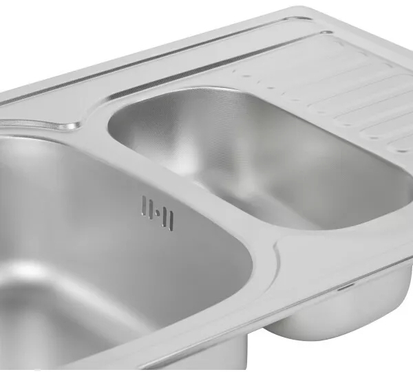 Кухонная мойка Wezer 7850(08) 780x500x180 мм, 2 чаши + сифон, Decor отзывы - изображения 5