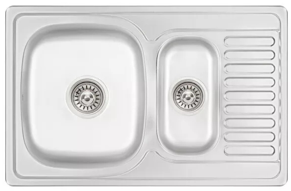Кухонная мойка Wezer 7850(08) 780x500x180 мм, 2 чаши + сифон, Decor