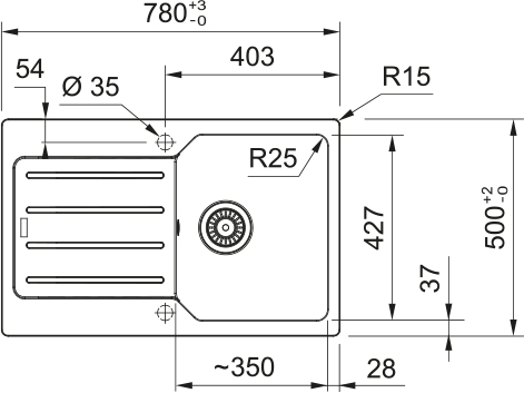 Franke City UCG 611-78 (114.0701.829) Габаритные размеры