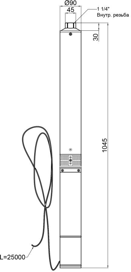 Thermo Alliance 4SSM6-11 1,1 кВт (TA4SSMP61111) Габаритні розміри