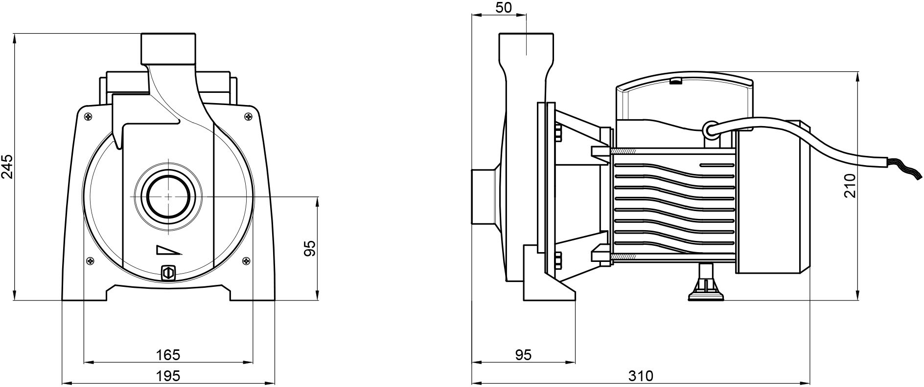Thermo Alliance CPm145/1 0,55 кВт (TACPM1451055) Габаритные размеры