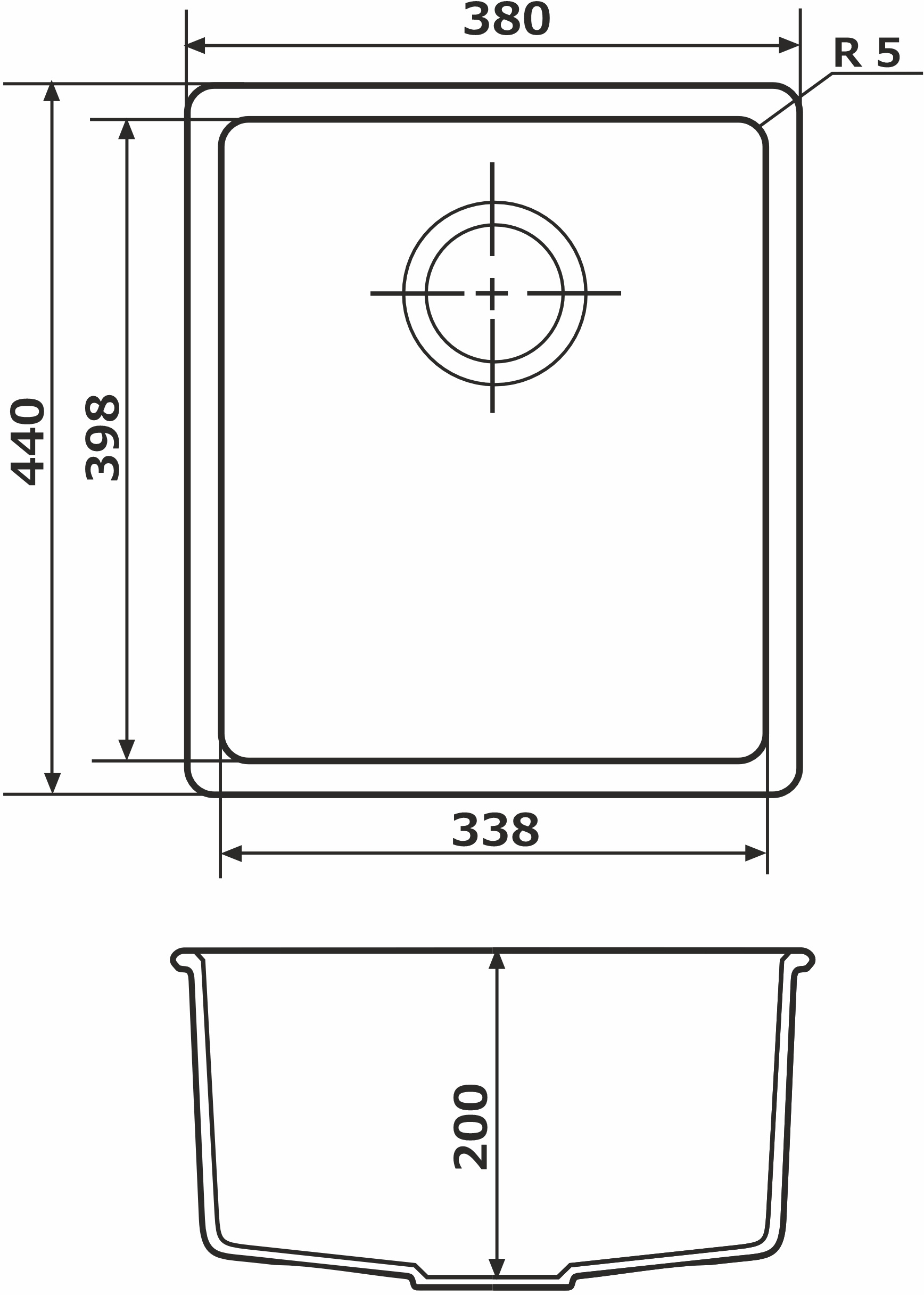 Granado Under top Mini Ivory Габаритні розміри