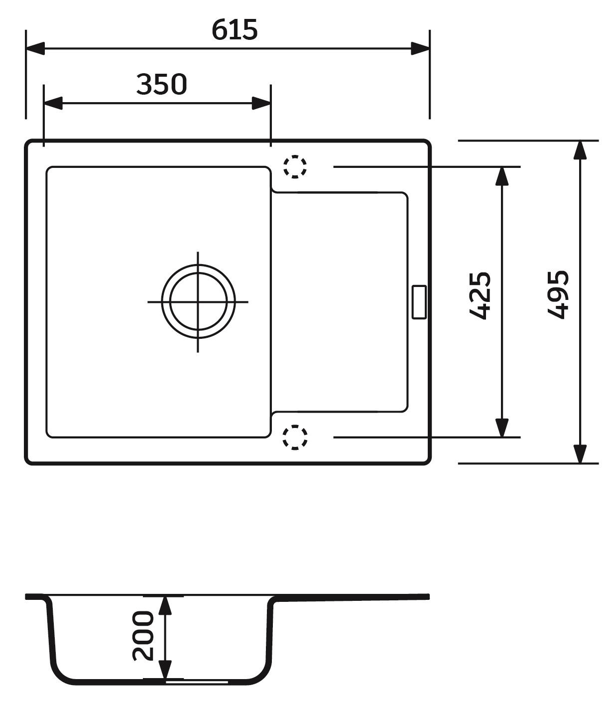 Adamant Minimal 615x495x200мм Old stone (1824296102310) Габаритні розміри
