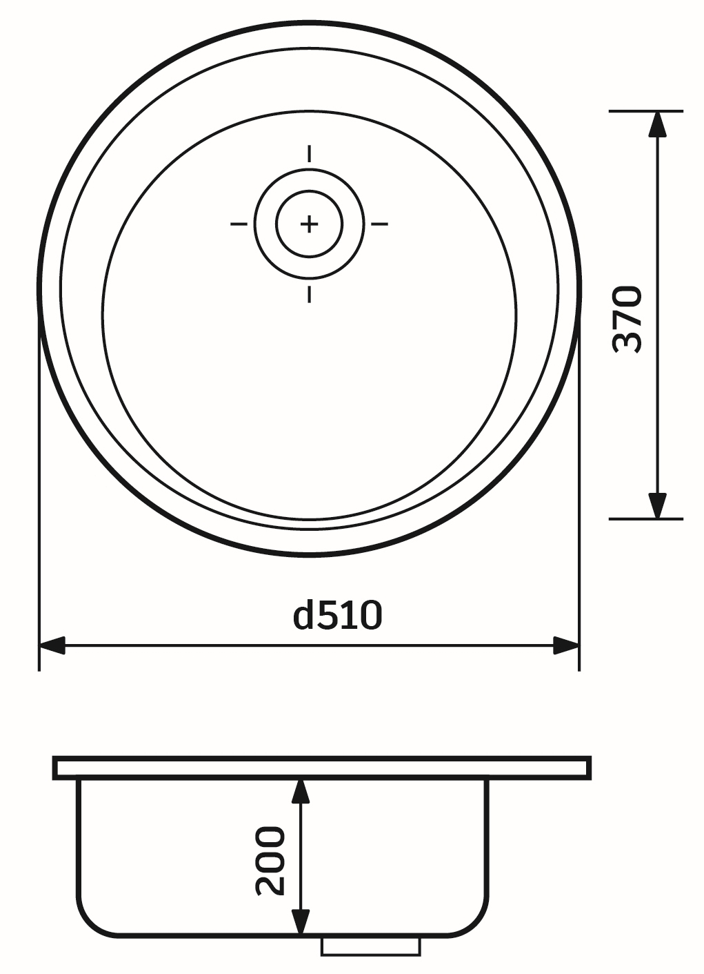 Adamant Sun 510x200мм Avena (4824296100106) Габаритные размеры