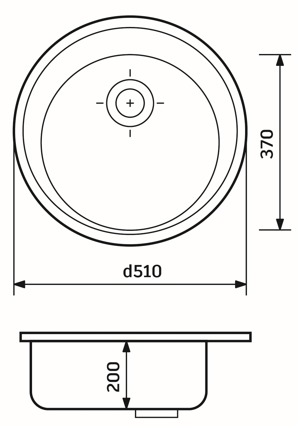 Adamant Sun 510x200мм серый (4824296100104) Габаритные размеры
