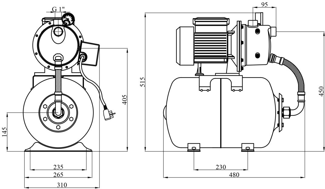 Agua AT JET 100S (AG-146002) Габаритні розміри