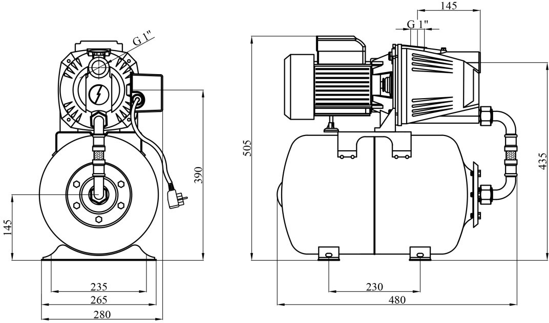 Agua AT JET 100L (AG-146001) Габаритні розміри