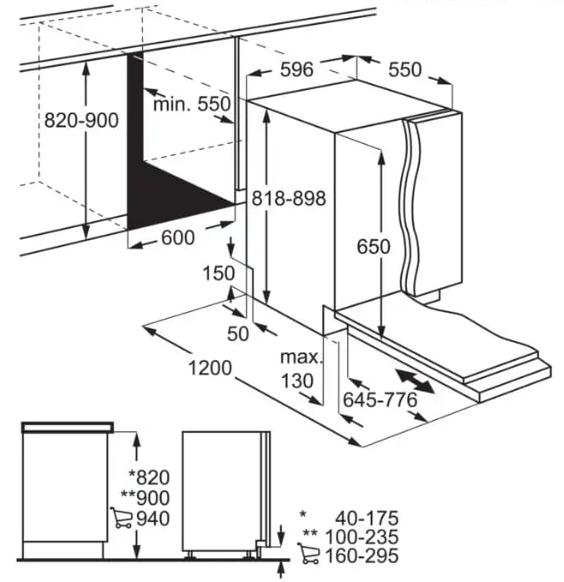 AEG FSB72907P Габаритные размеры