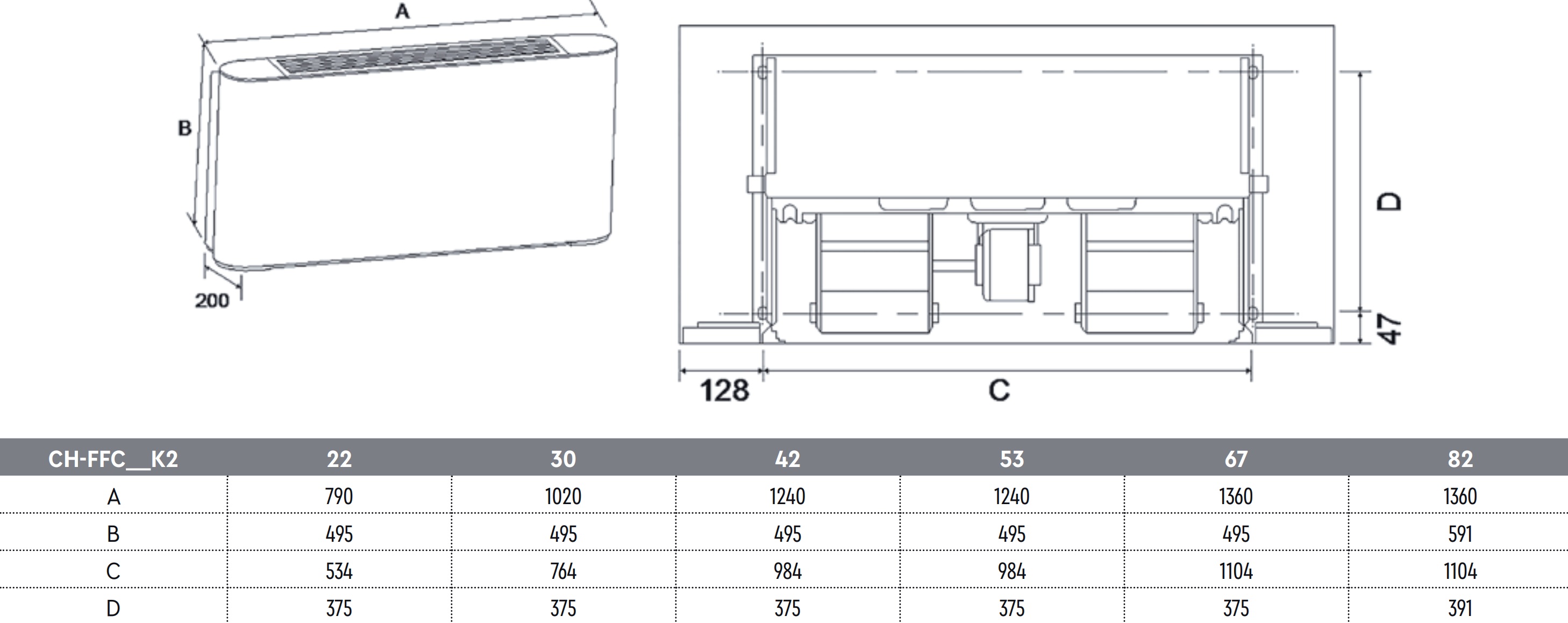 Cooper&Hunter CH-FFC30K2 Габаритные размеры
