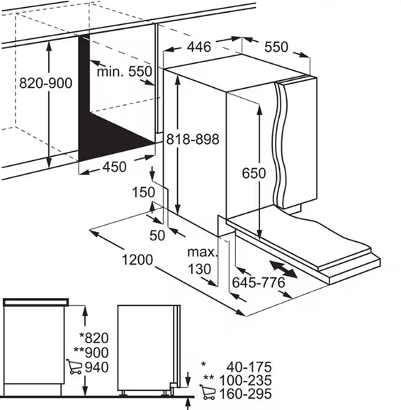 AEG FSE72517P Габаритные размеры