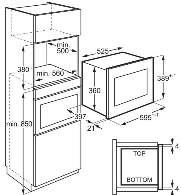 AEG OMB6G261TT Габаритные размеры