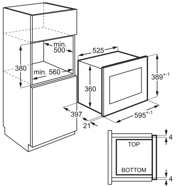 AEG OMB6G261TT Габаритные размеры