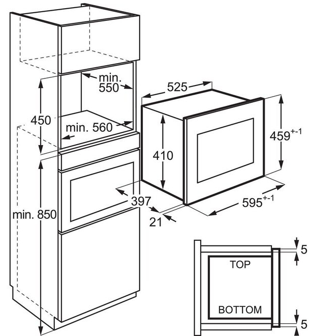AEG TB6SM261FB Габаритные размеры