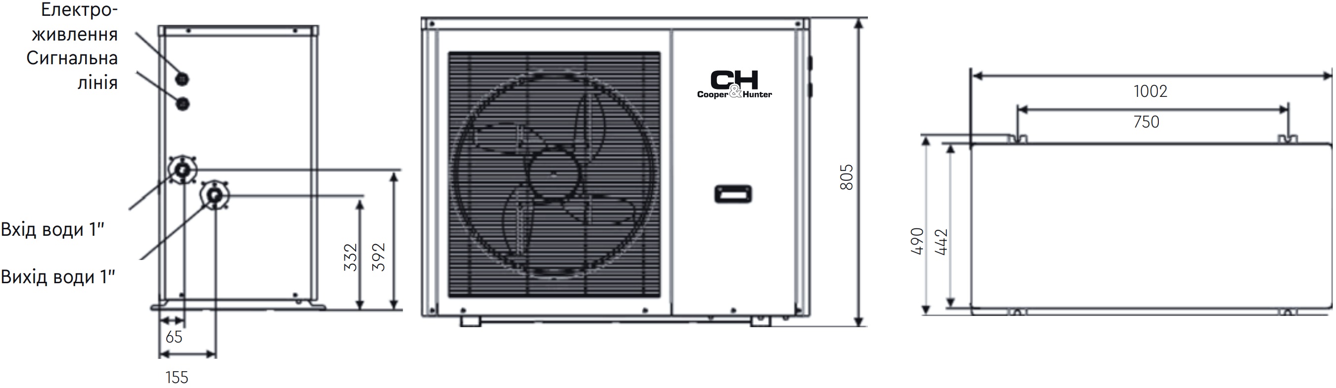 Cooper&Hunter Evipower Inverter CH-HP08UIMPRK Габаритные размеры