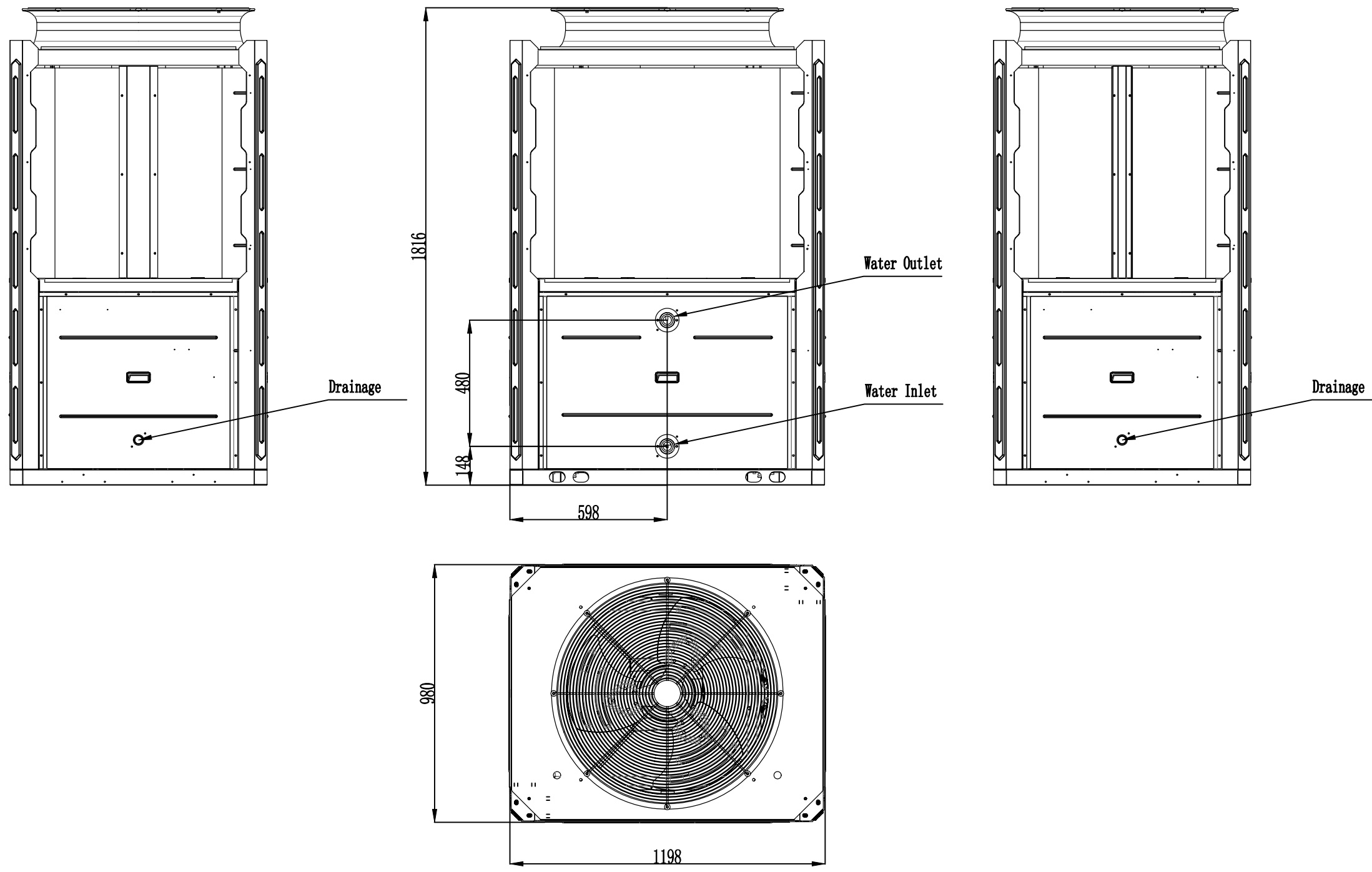 Cooper&Hunter Ecopower CH-HP44UIMZM Габаритные размеры
