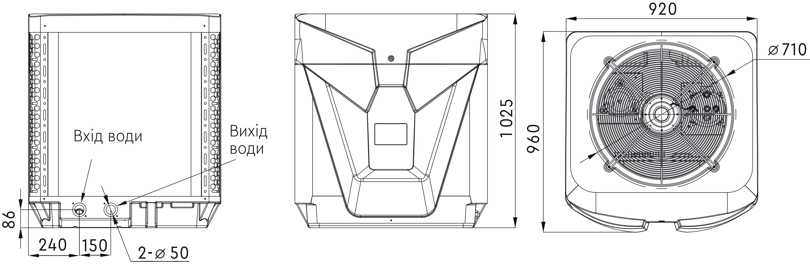 Cooper&Hunter Turbo Inverter CH-HP070LTIRK Габаритные размеры
