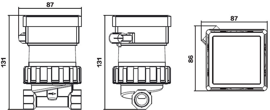 Shimge Go future (Hmax=1.2м.Qmax=0.46м³ + кабель со штепсом, выход 1/2") Габаритные размеры