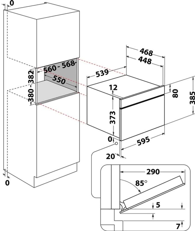 Whirlpool WMD54MW Габаритные размеры