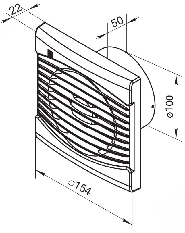 Домовент 100 ЛП Антрацит Габаритні розміри