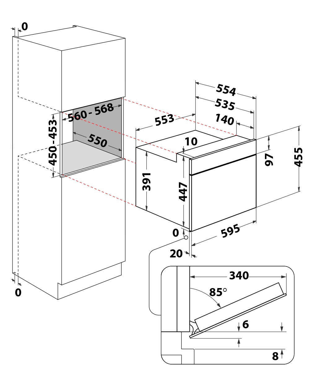 Whirlpool WMW44HMX Габаритные размеры