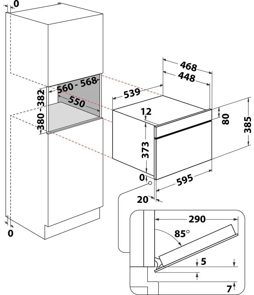 Whirlpool WMW54HMB Габаритные размеры