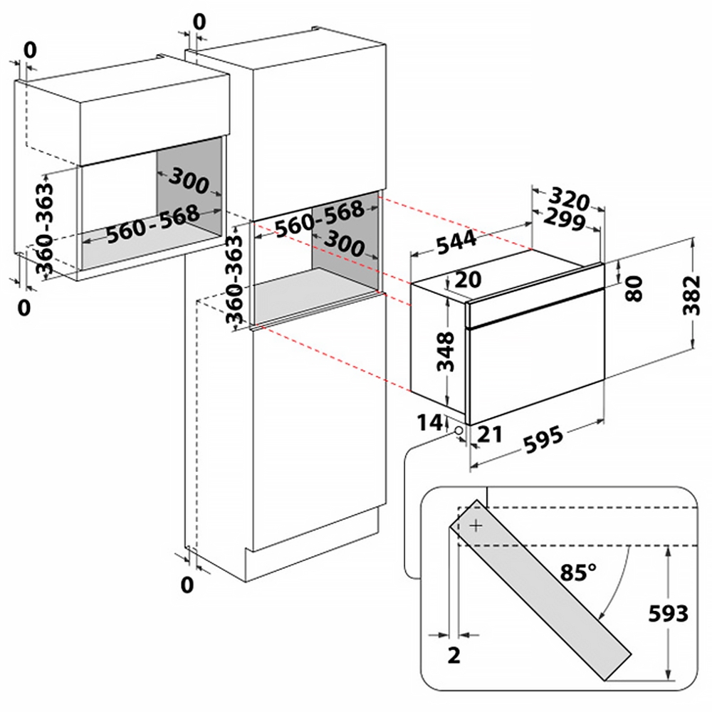 Whirlpool WMN571BX Габаритные размеры