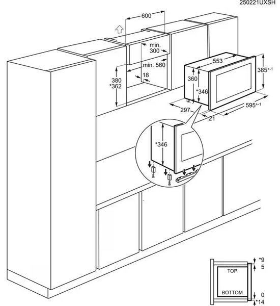 AEG OS5MG20EB Габаритные размеры