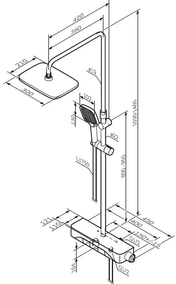 AM.PM Func F078F300 Габаритные размеры