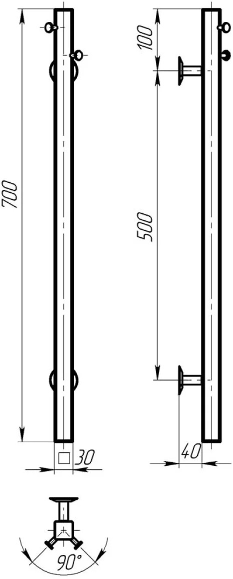 Deffi Holly 30x500, чорна, JD04 (C.MB.70.30.E.B.U.2) Габаритні розміри