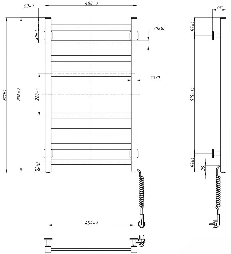 Domingo Axis 480x800, права (12-174050-4880) Габаритні розміри