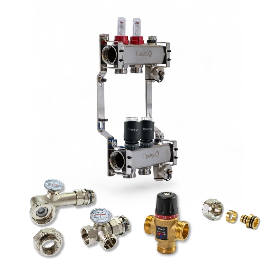 Колектор з вбудованим змішувальним вузлом Tervix на 2 контурів із клапаном TMV (522102)