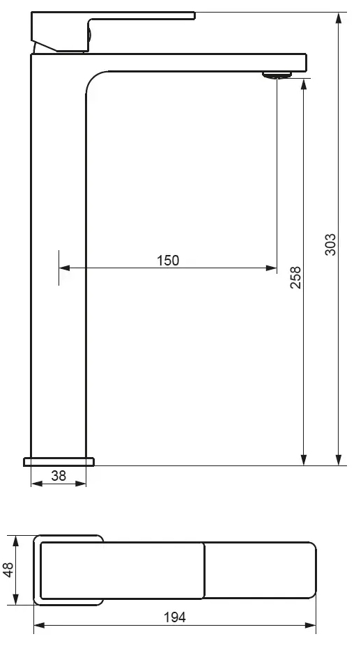 Damixa Gala 530250000 Габаритные размеры