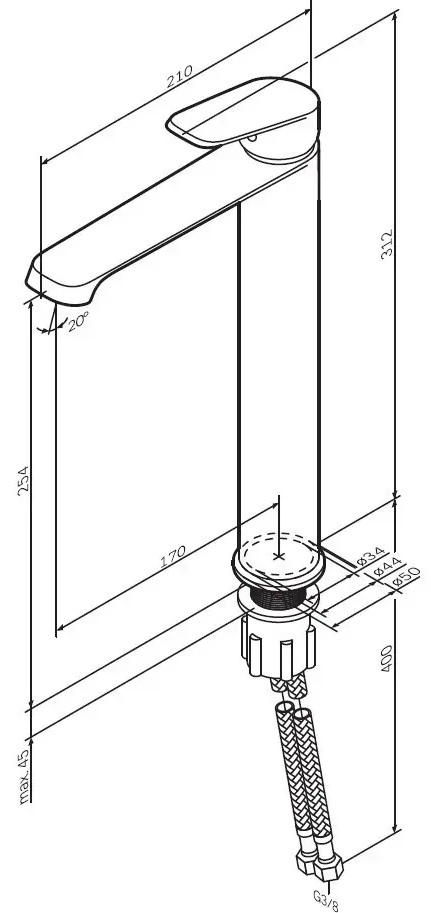 AM.PM Func F8F92022 Габаритные размеры
