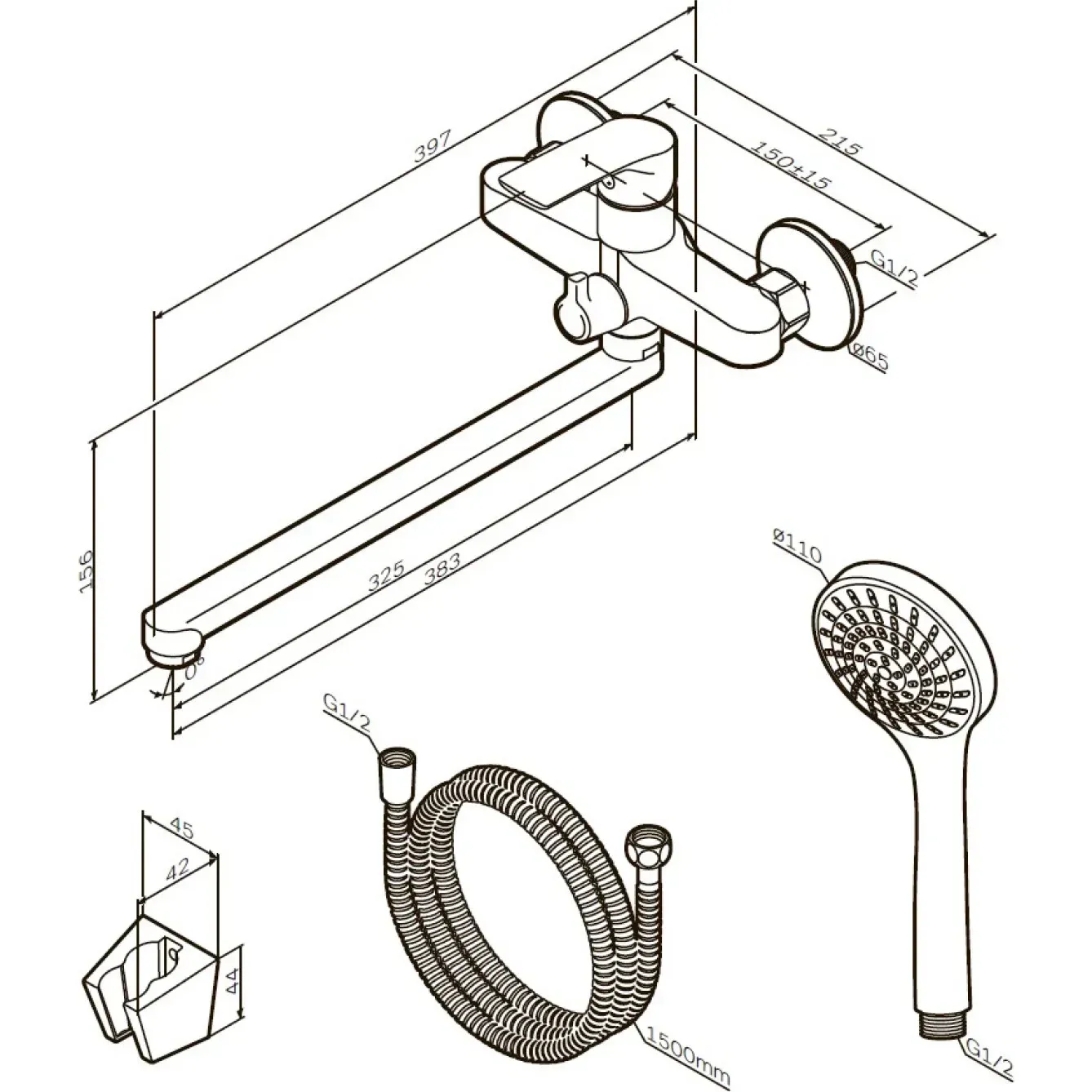 AM.PM Pride F7C95000 Габаритні розміри